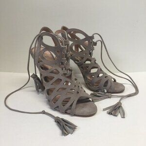 Charles David Cut Out Lace Up Heels Sandals Leather Size 9